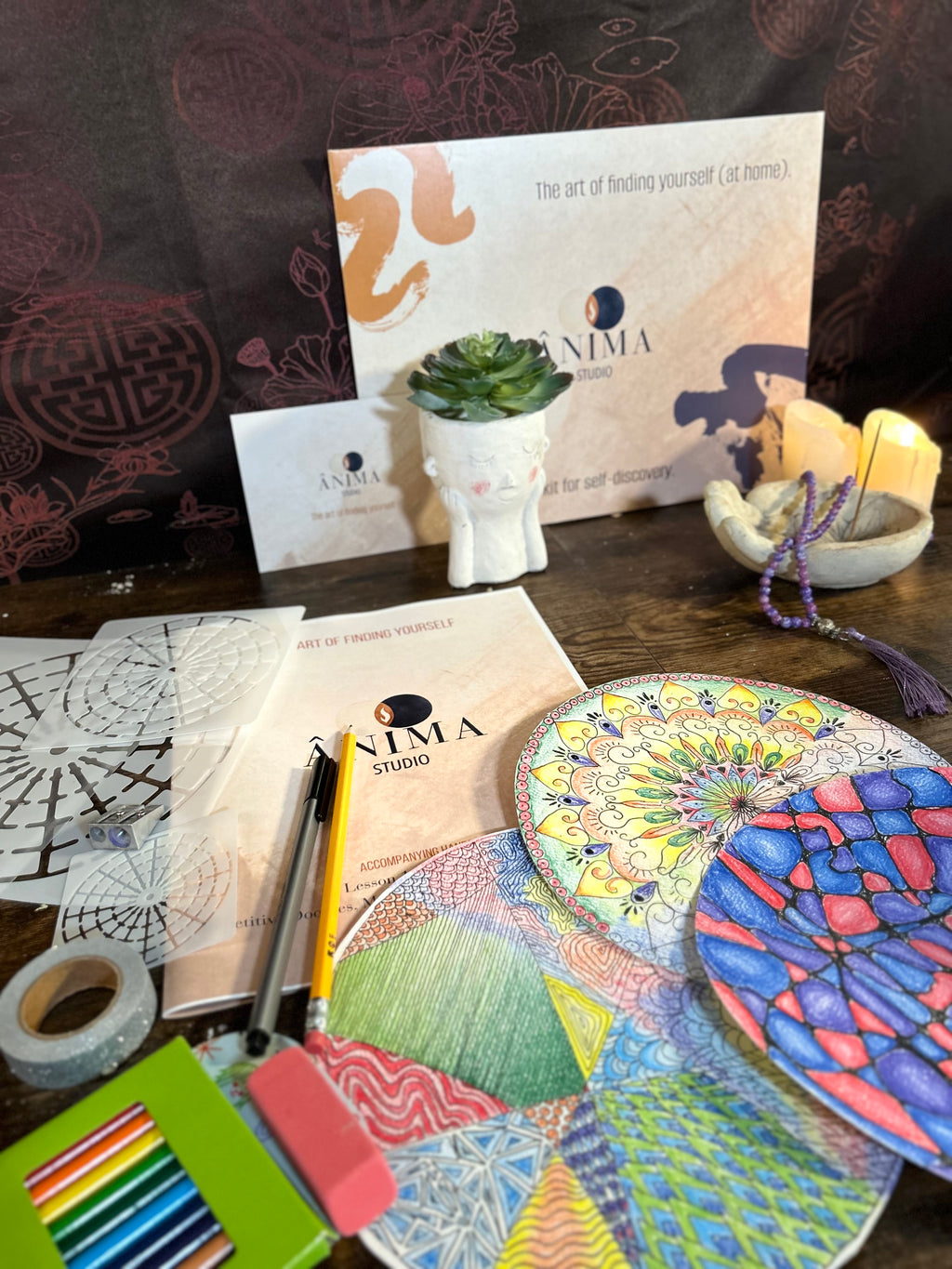Art kit and Online Workshop : Mindful Lines Mandalas, Repetitive Doodles and Neurographic Art for Calm